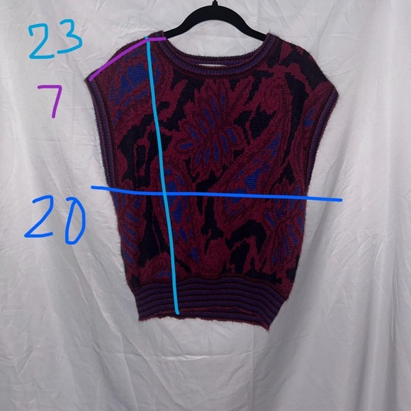 Evan Picone Vest Vintage 90’s Patterned Knit Sleeveless Top wool Shirt - Picture 2 of 5